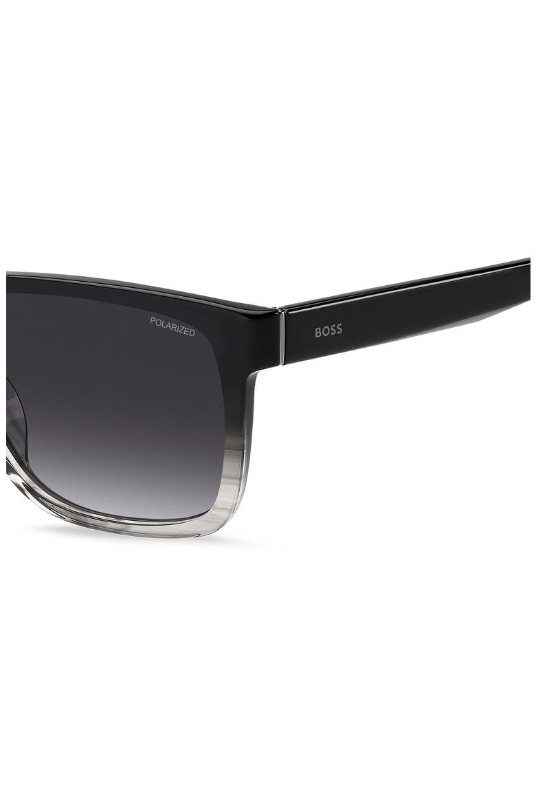 57mm Gradient Polarized Square Sunglasses, Alternate, color, BLACK GREY/ GREY SF POLAR
