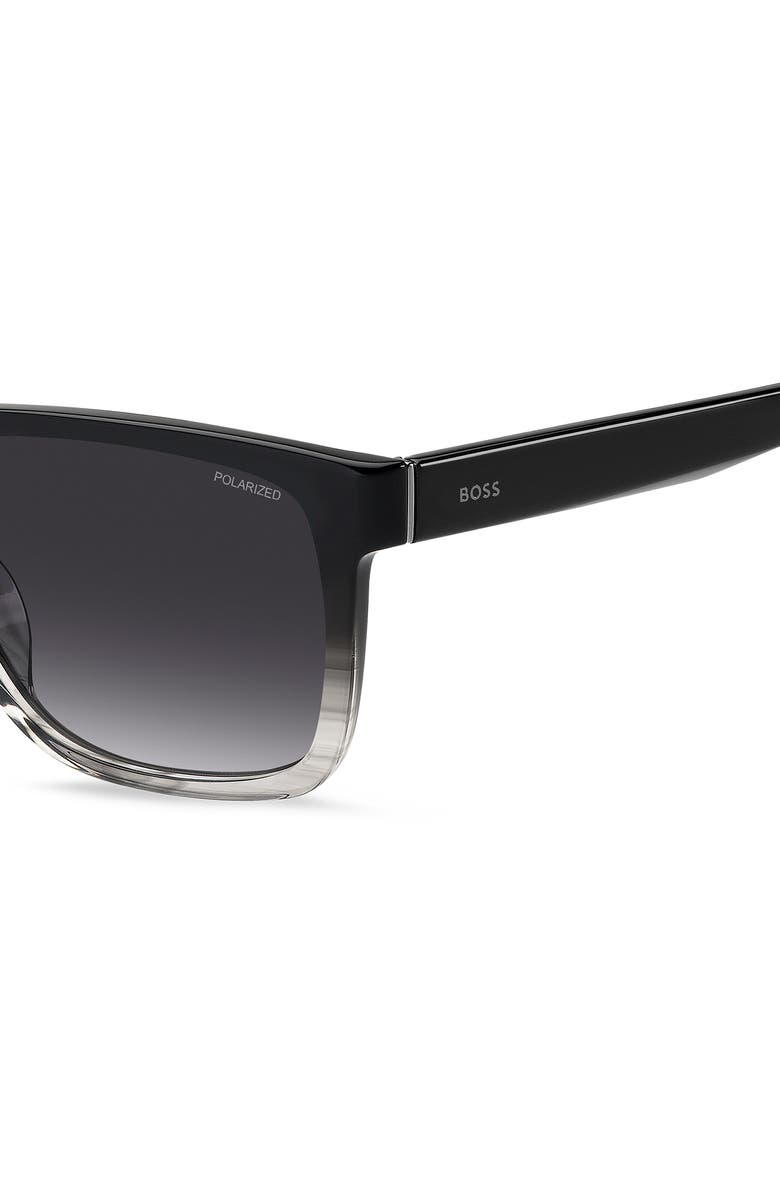 BOSS 57mm Gradient Polarized Square Sunglasses, Alternate, color, Black Grey/ Grey Sf Polar
