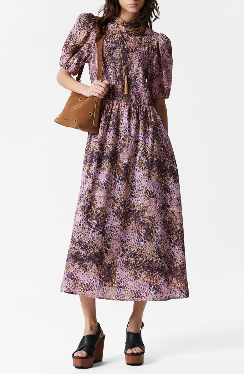 & Other Stories Smocked Bodice Midi Dress, Main, color, 