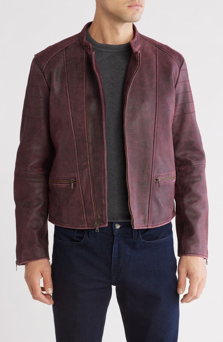 John Varvatos Sullivan Racer Suede Jacket, Main, color, 
