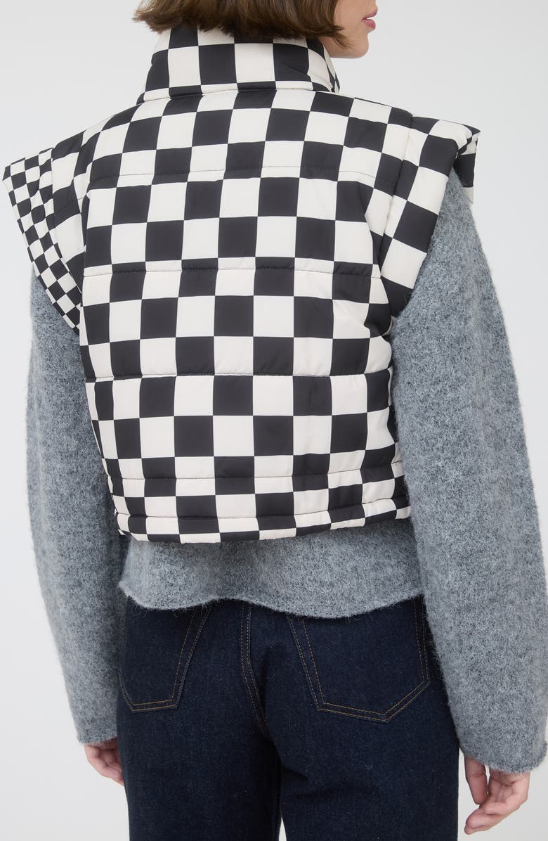 Blu Pepper Checker Print Puffer Vest, Alternate, color, Black