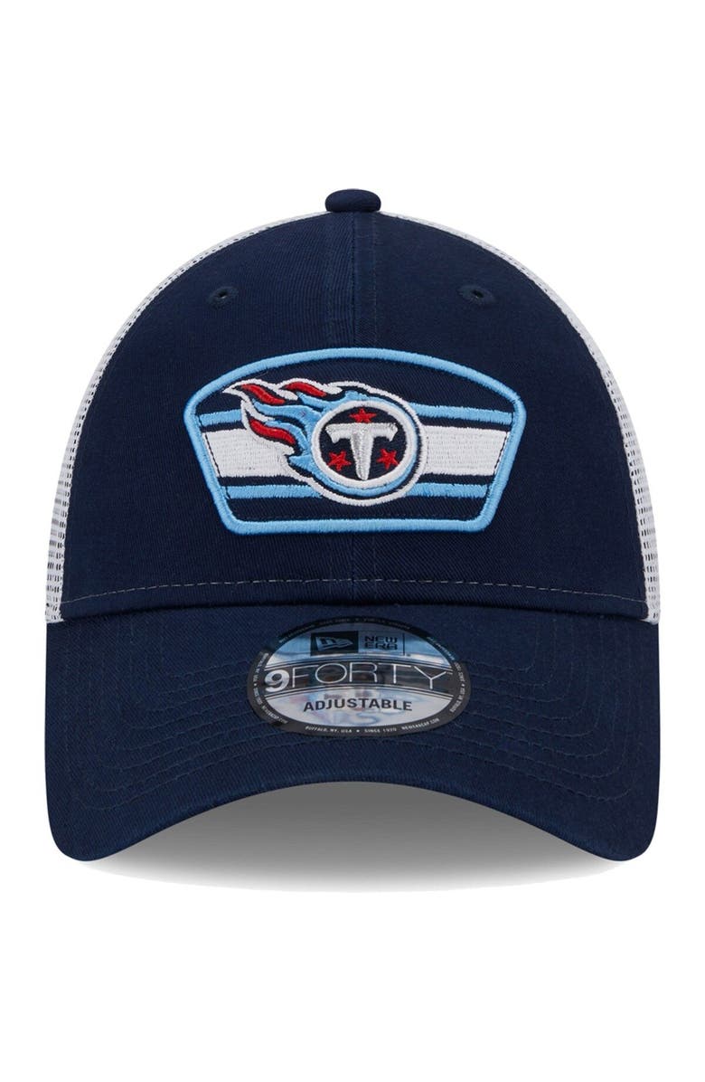 New Era Men's New Era Navy/White Tennessee Titans Logo Patch Trucker 9FORTY Snapback Hat, Alternate, color, 