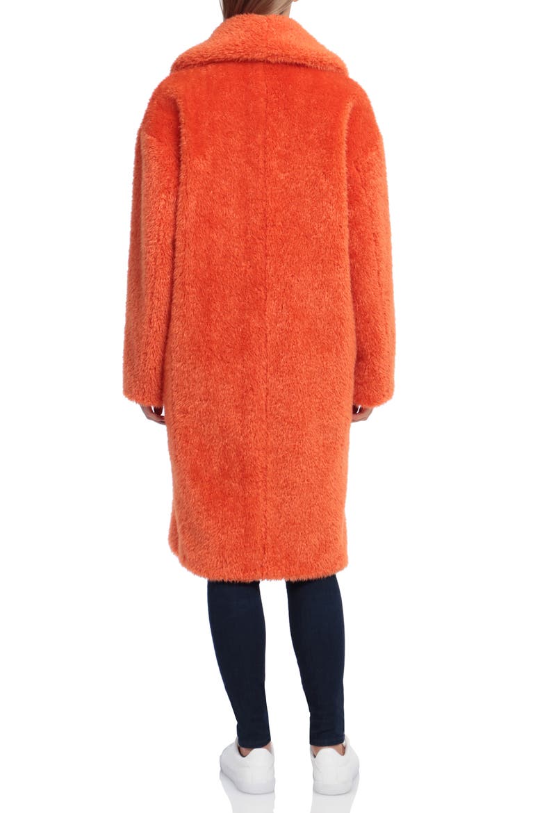 Shawl Collar Faux Fur Coat, Alternate, color, DEEP ORANGE