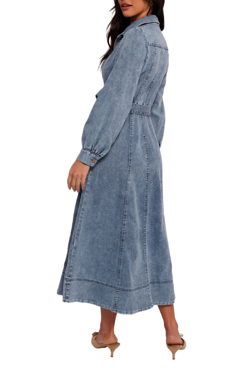 Emberly Three-Quarter Sleeve Stretch Denim Maxi Dress, Alternate, color, DENIM