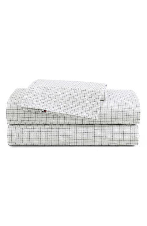 New England Plaid Cotton Percale Sheet Set