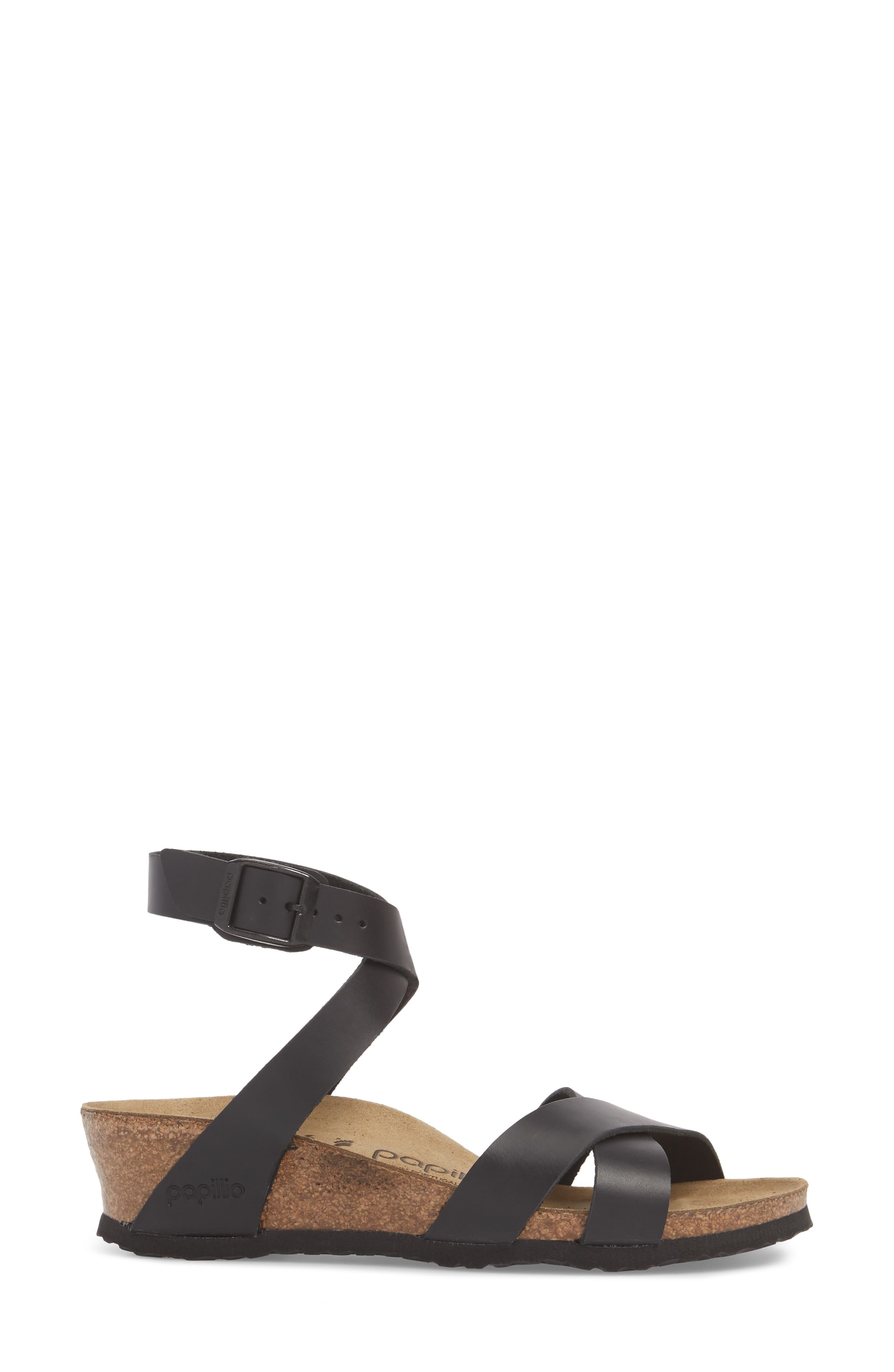 Lola Wedge Sandal - Discontinued, Alternate, color, BLACK LEATHER