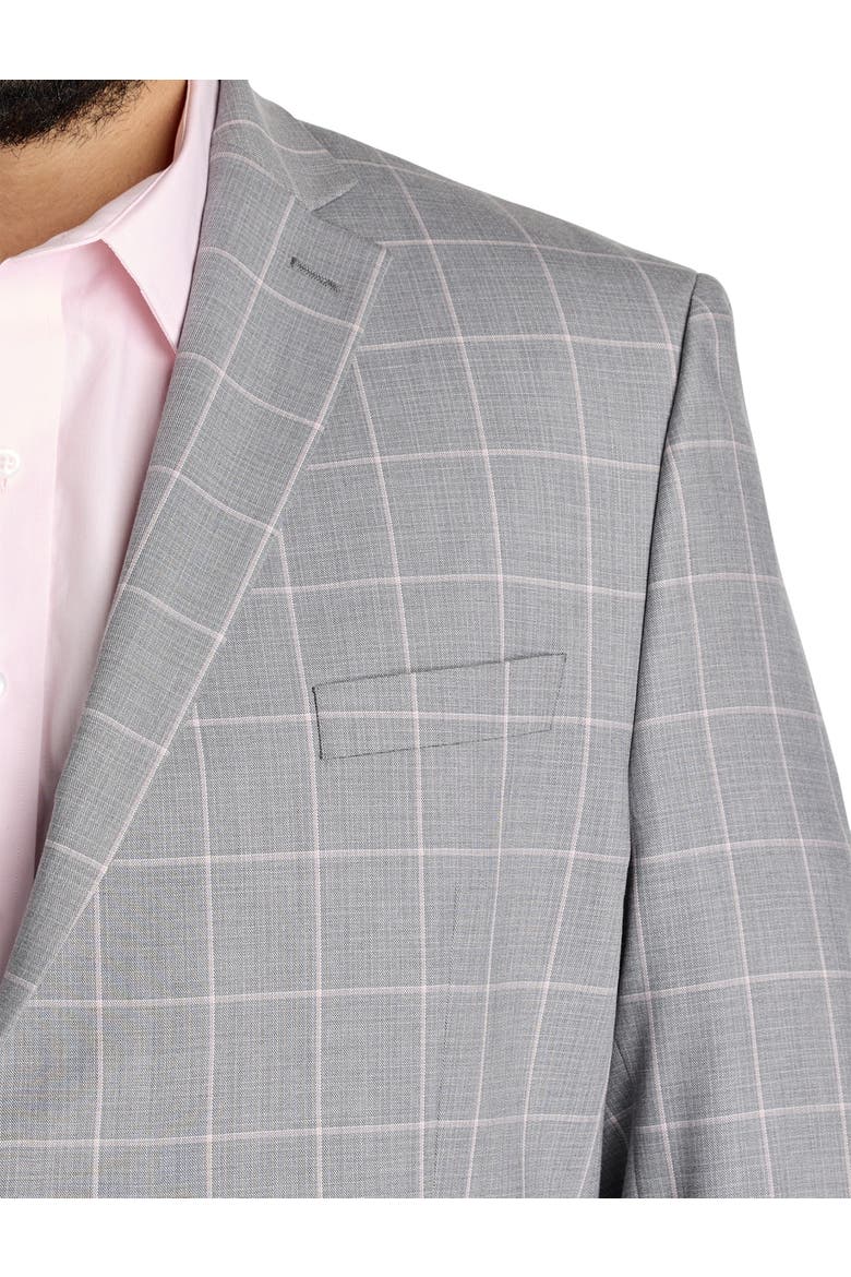 Big & Tall Windowpane Suit Jacket, Alternate, color, GREY