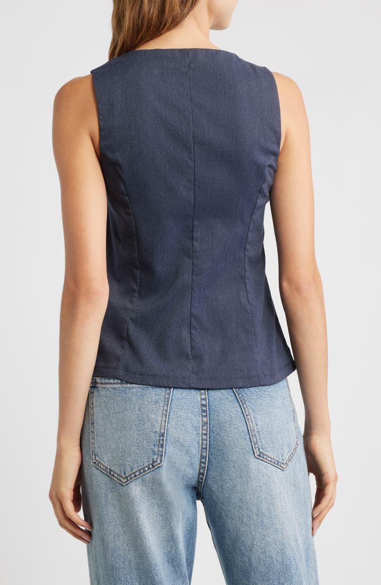 MANGO Dena Tie Front Sleeveless Top, Alternate, color, Blue