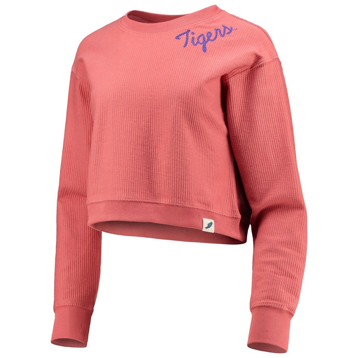 Clemson Tigers Women's Corded Crew Pullover Sweatshirt - Natural, Large, Officially Licensed NCAA