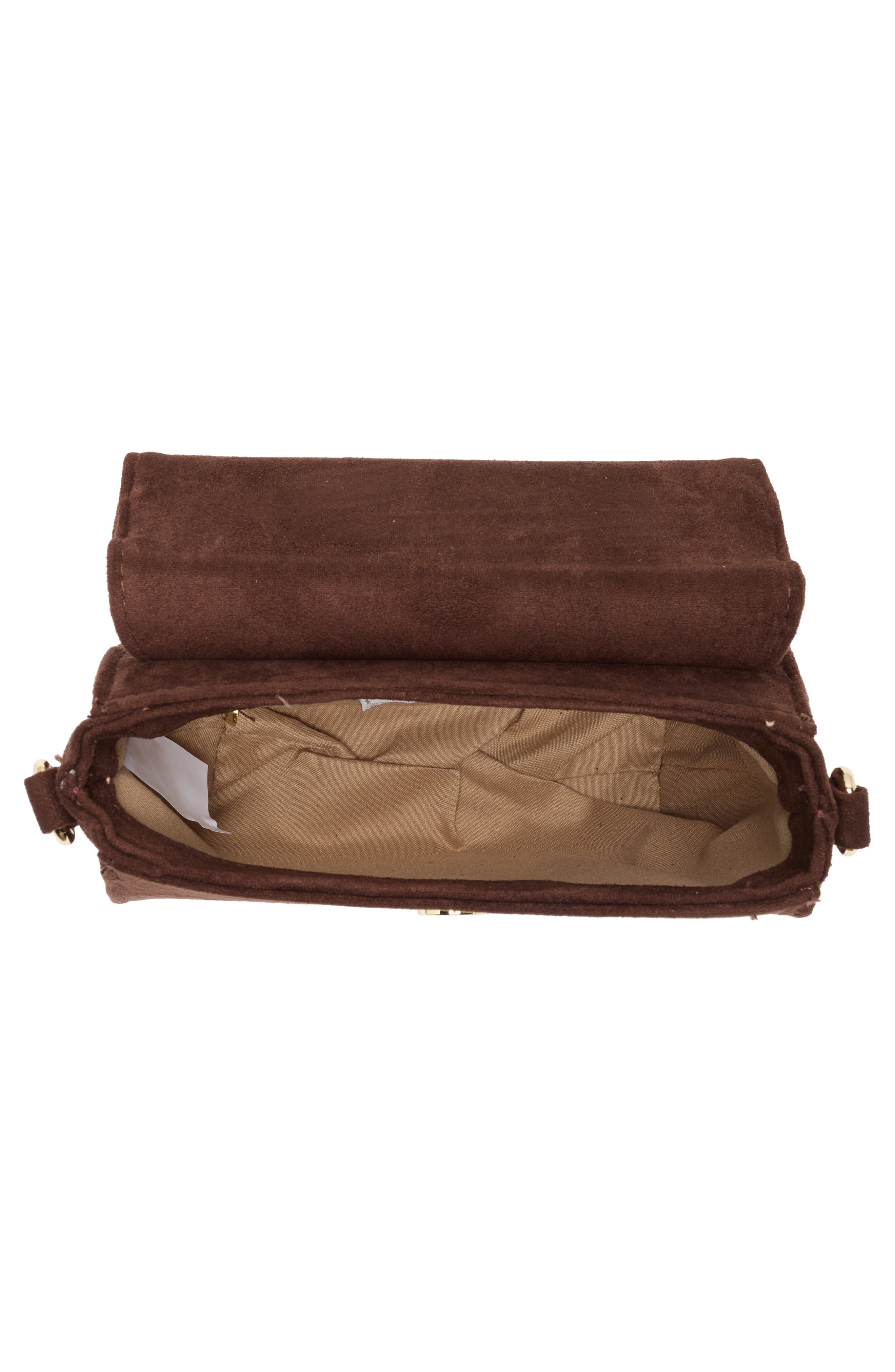 Madden Girl Faux Suede Top Handle Crossbody Bag, Alternate, color, Brown