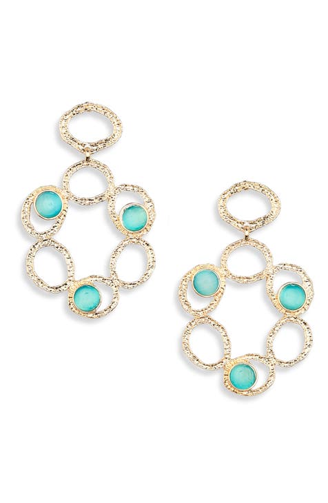 Stone Circular Drop Earrings