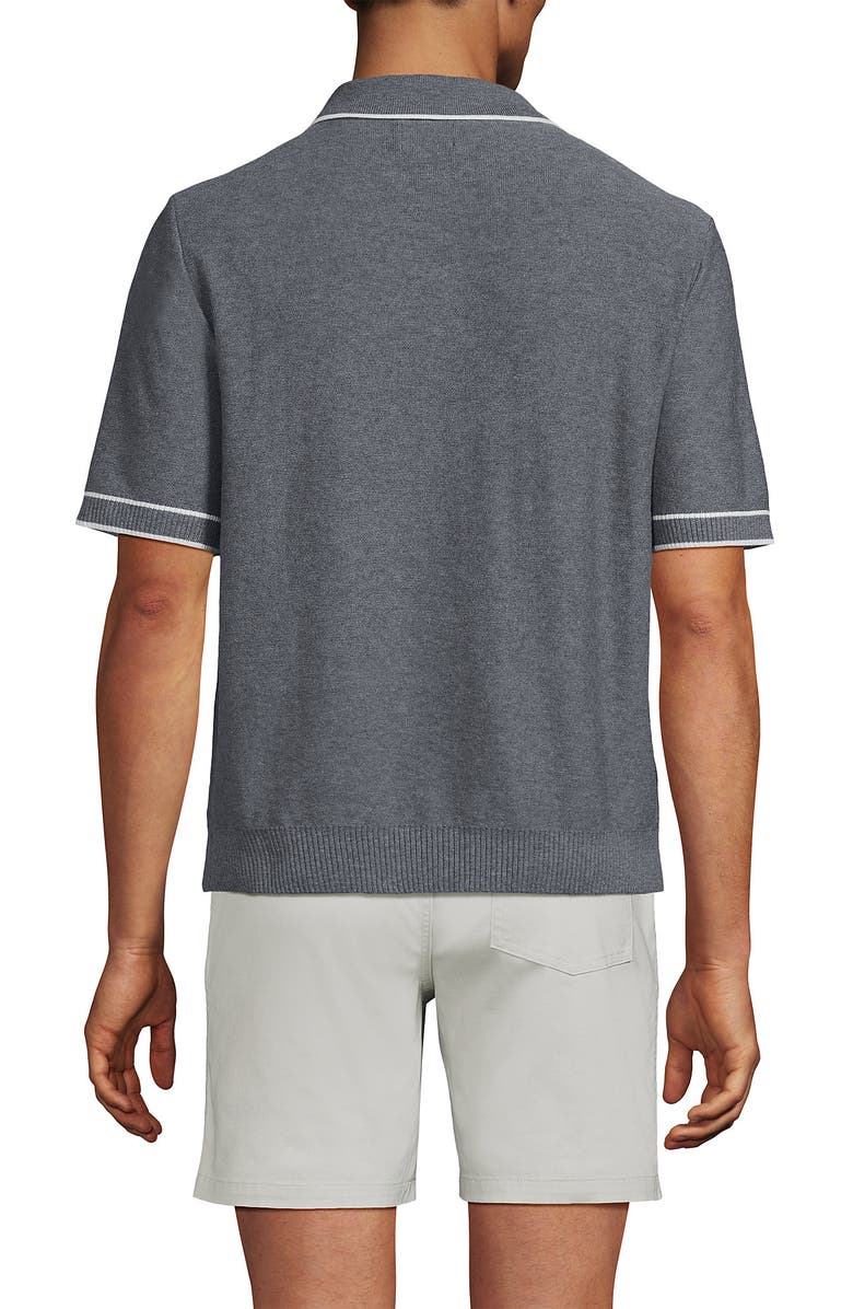 Lands' End Short Sleeve Cooling Zip Sweater Polo, Alternate, color, 
