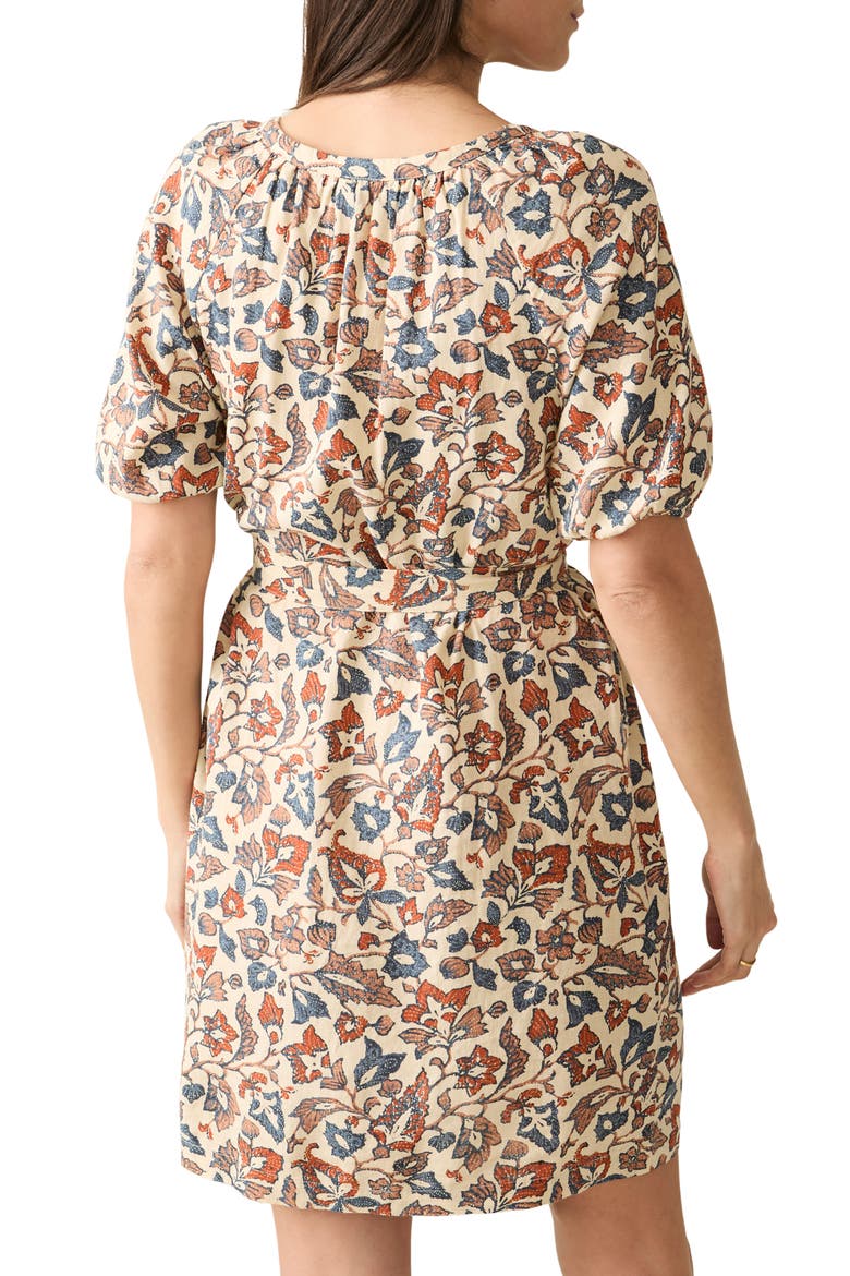 Carmel Floral Linen Blend Dress, Alternate, color, GINGER MAPLEWOOD