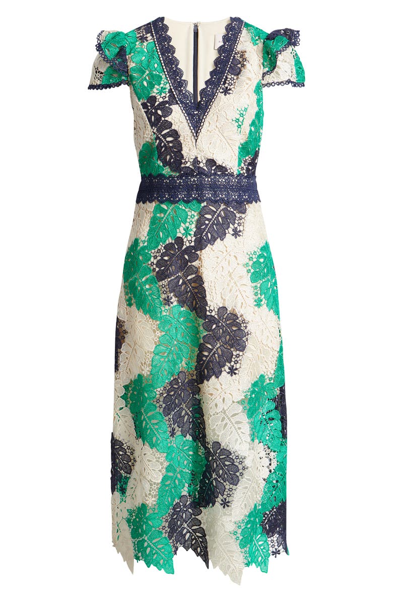 Adelyn Rae Adeline Palm Lace Midi Dress, Alternate, color, 