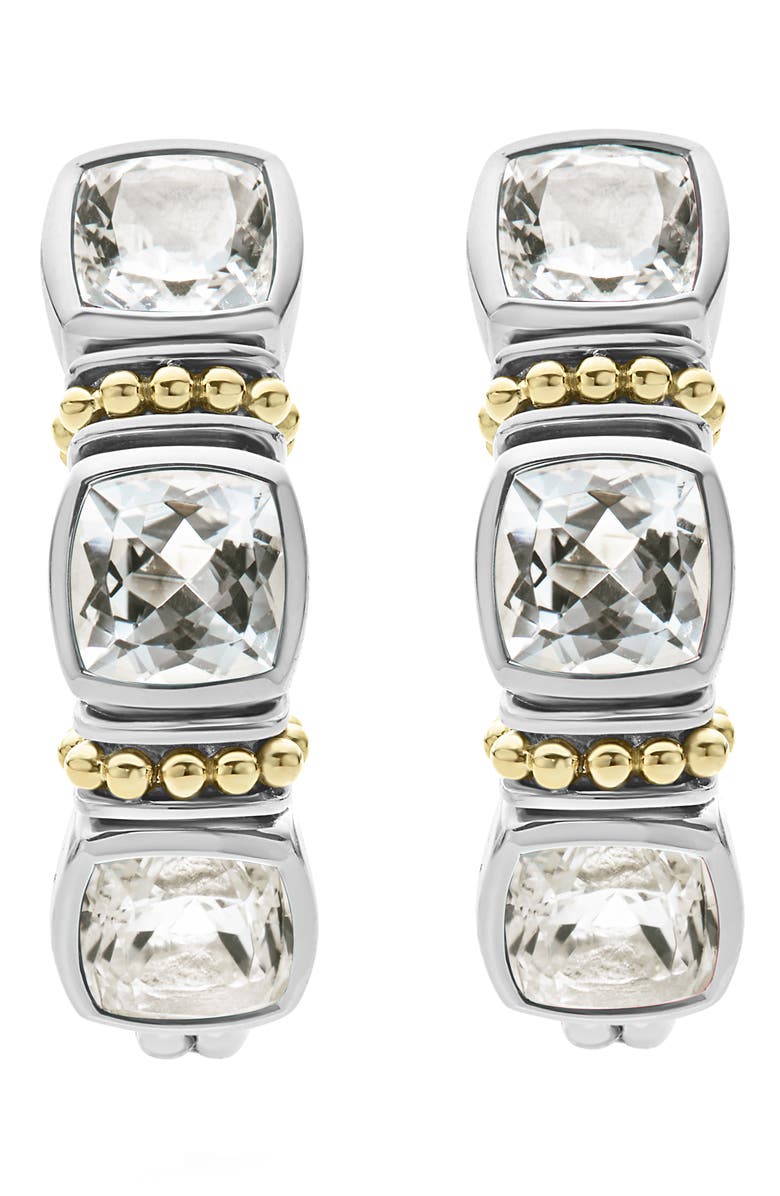 LAGOS Caviar Color White Topaz Hoop Earrings, Alternate, color, 