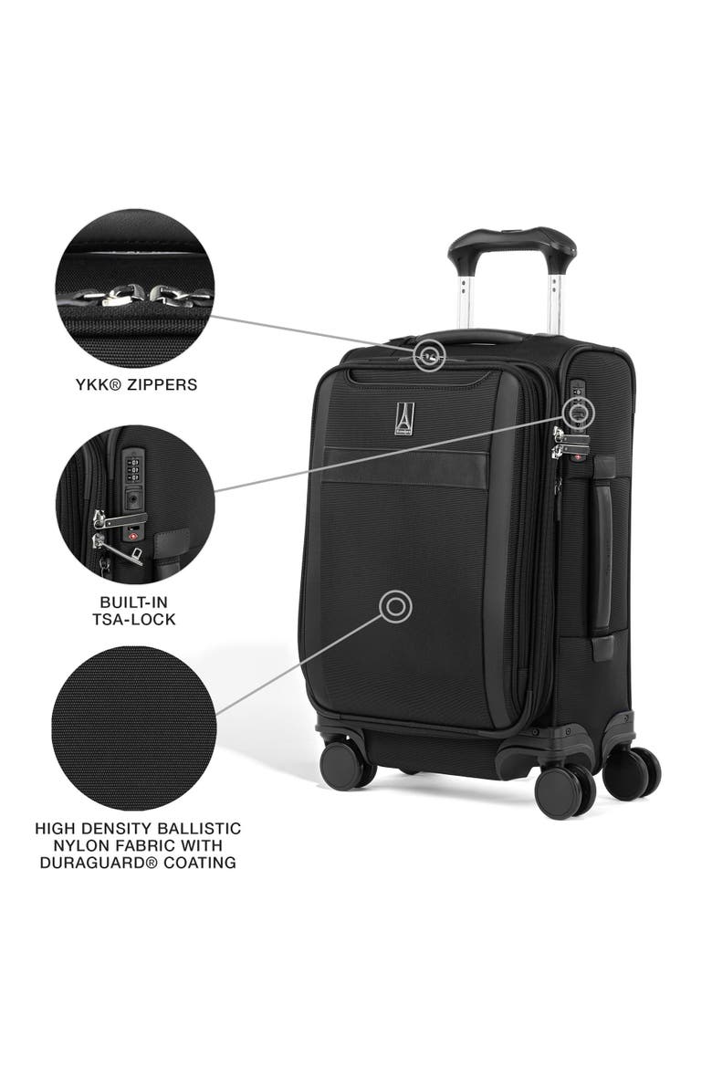 Versapack + Lightweight Softside Expandable 20" Compact Carry On Spinner Luggage, Alternate, color, Black