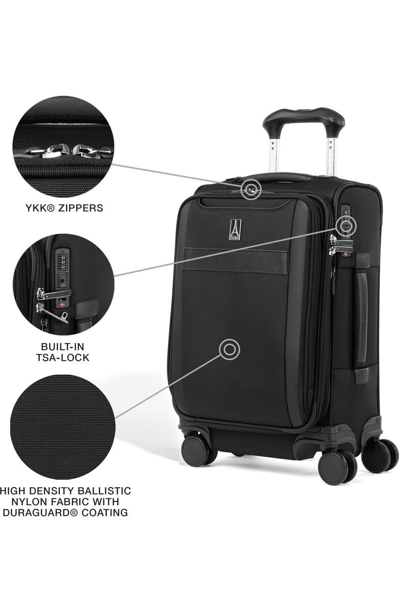 TRAVELPRO Versapack + Lightweight Softside Expandable 20" Compact Carry On Spinner Luggage, Alternate, color, Black