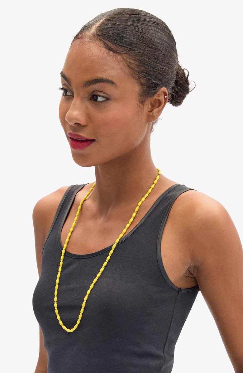 Clare V. Enamel Barrel Chain Necklace, Alternate, color, Yellow