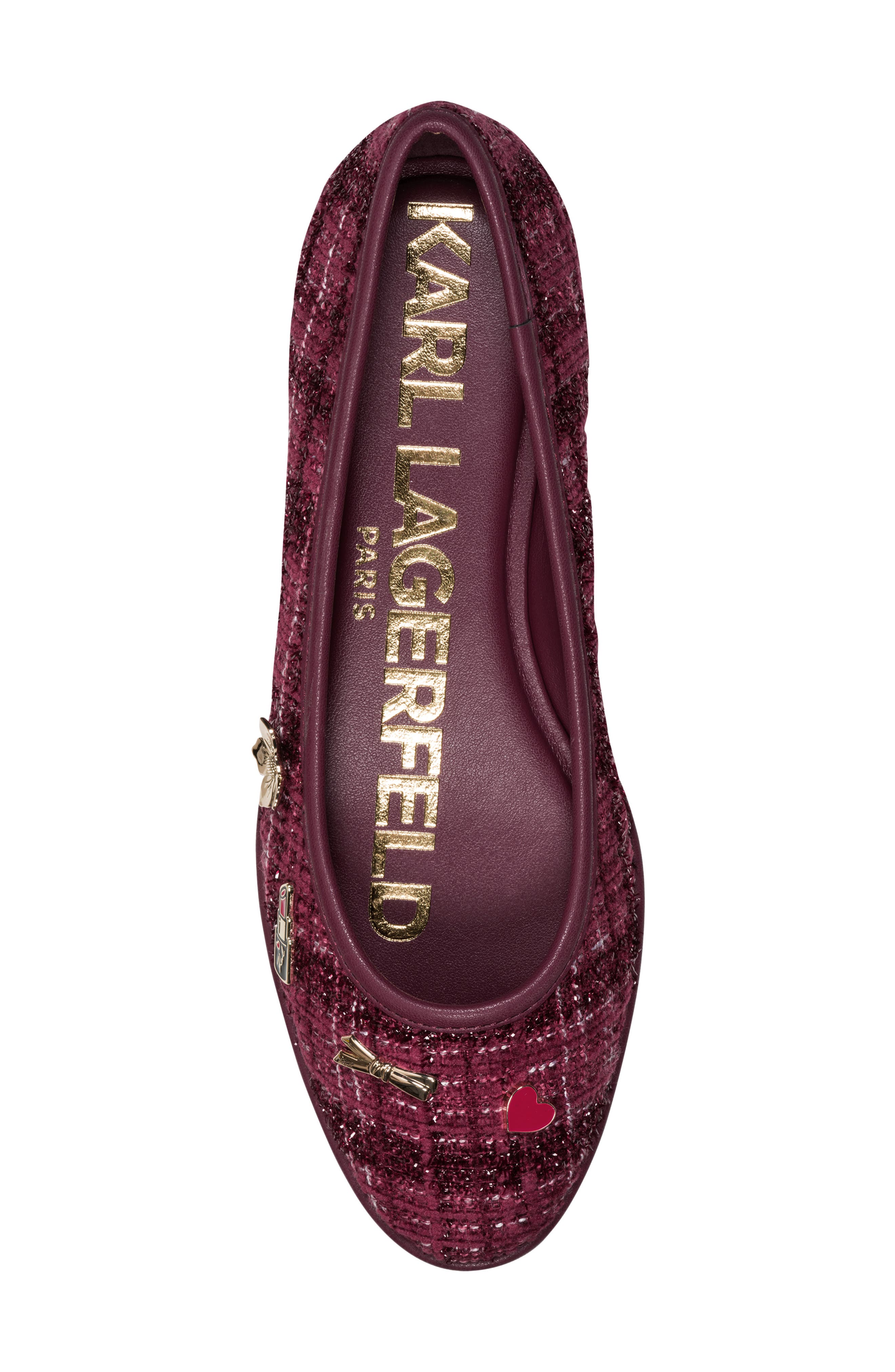 Vadelle Tweed Ballet Flat, Alternate, color, BURGUNDY