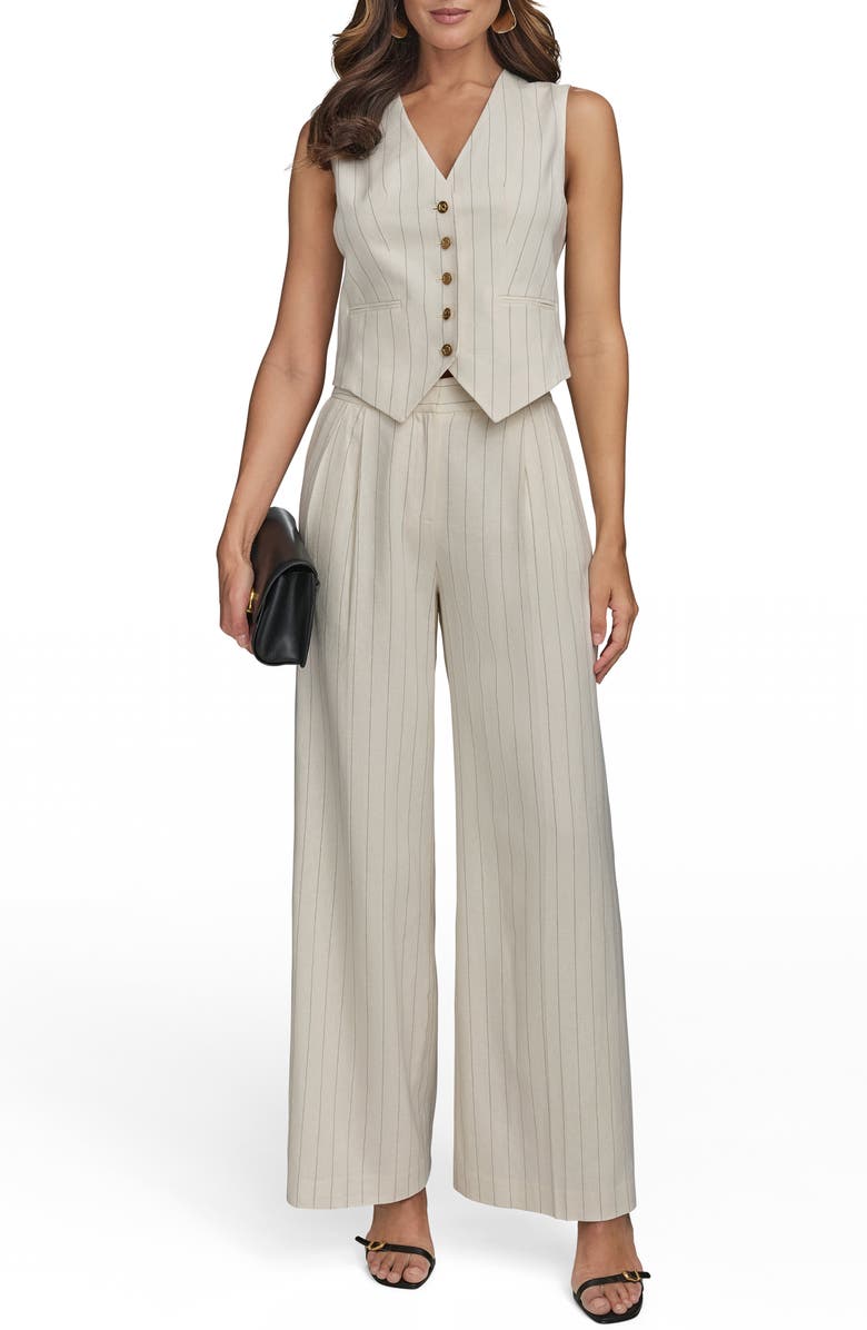 Donna Karan New York Pinstripe Linen Blend Vest, Alternate, color, 
