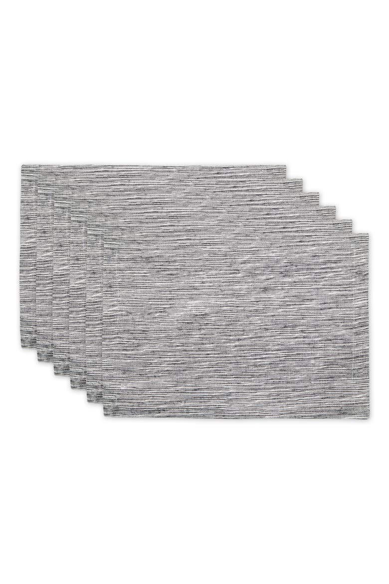 Tonal Recycled Cotton Slubby Rib Placemat Set/6, Main, color, Black/Off-White