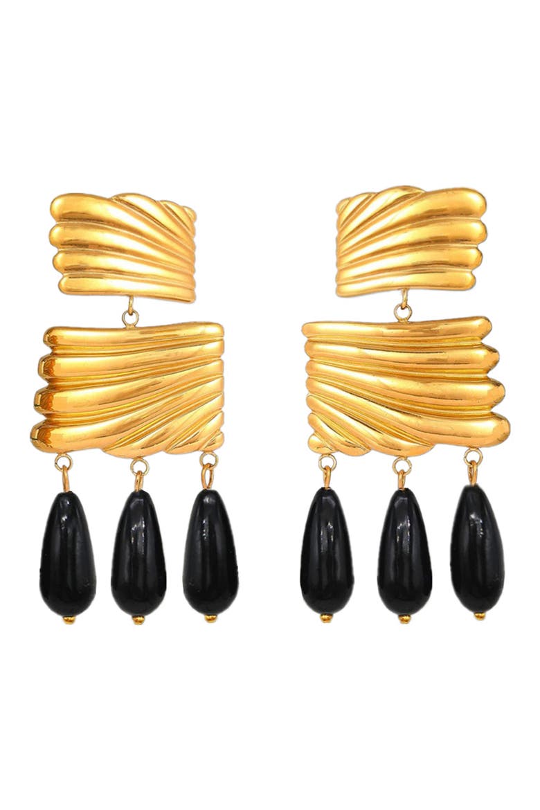 Sonora Tiered Drop Earrings, Main, color, GOLD/ BLACK