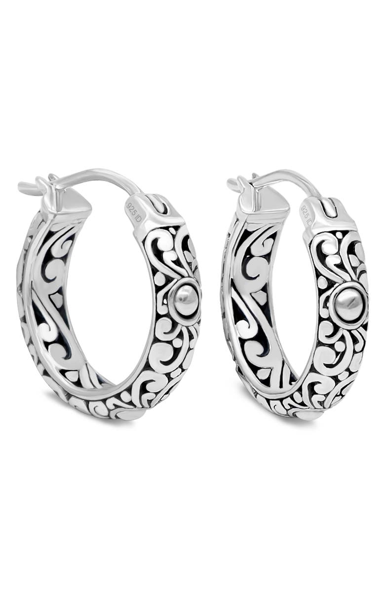 DEVATA Sterling Silver Bali Filigree Hoop Earrings, Alternate, color,