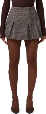Naked Wardrobe Glen Plaid Pleated Miniskirt