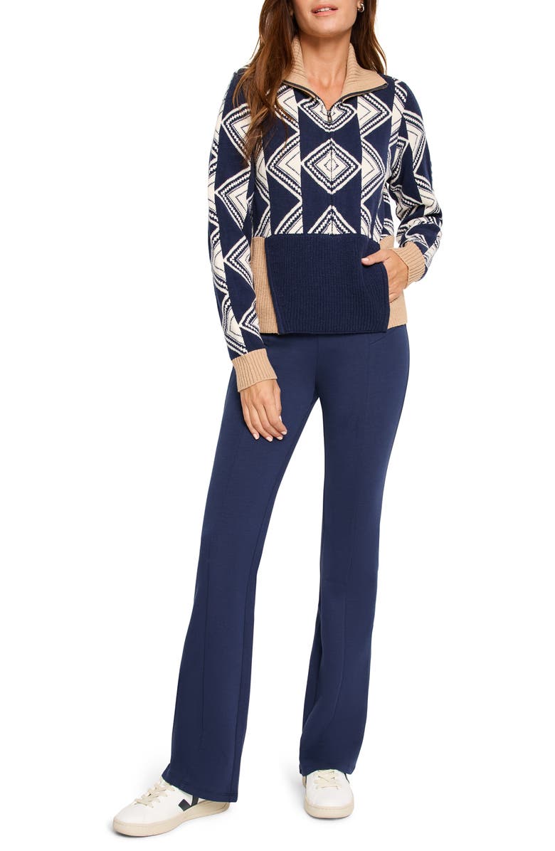 NZ ACTIVE by NIC+ZOE Double Diamond Half ZIp Sweater, Alternate, color, Indigo Multi