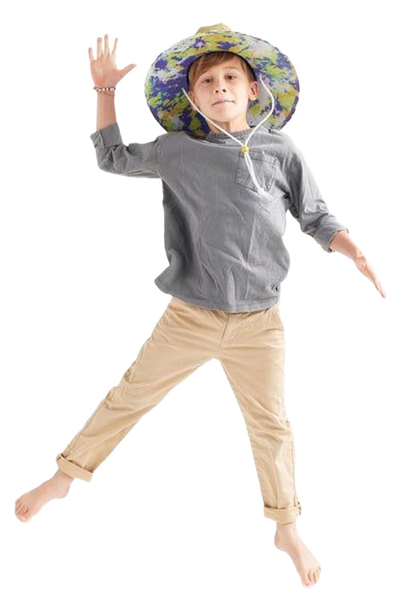 Hemlock Dylan Big Kids Straw Lifeguard Hat, Alternate, color, Purple & Green Tie-Dye