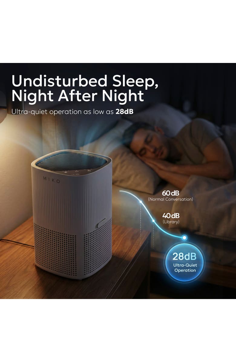 MIKO A-200 Air Purifier with HEPA Filtration and Aromatherapy 600 Sq Ft, Alternate, color, White