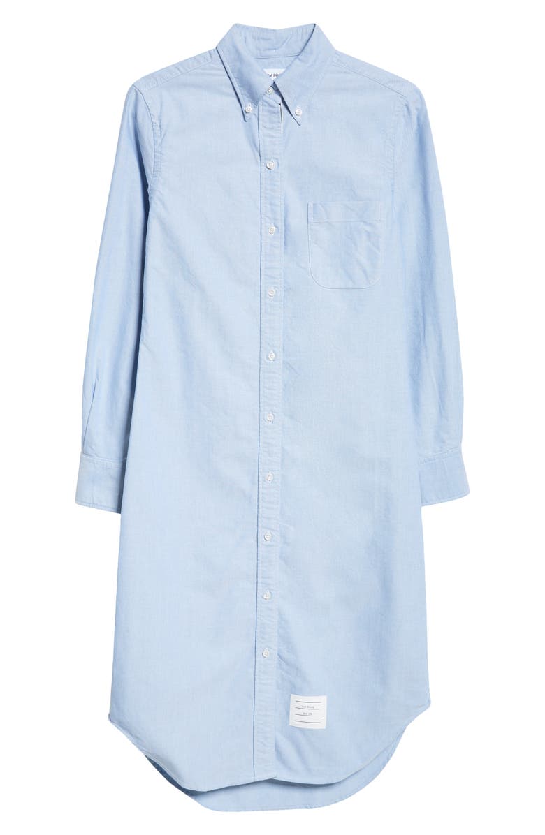 Thom Browne Knee Length Button-Down Point Collar Shirt, Alternate, color, Light Blue
