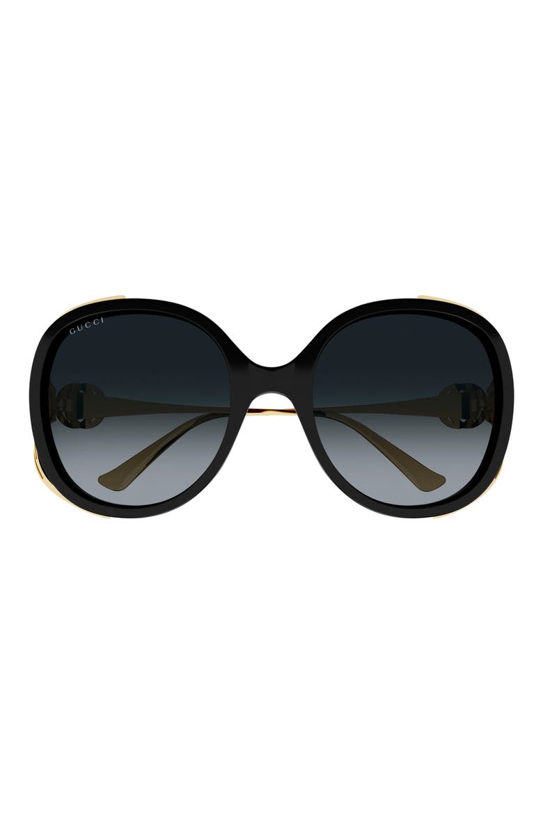 56mm Gradient Oval Sunglasses, Main, color, BLACK