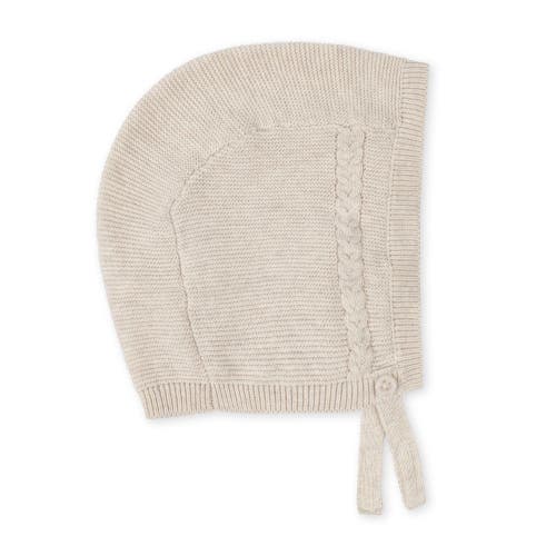 Hope & Henry Baby Organic Sweater Bonnet And Bootie Set, Infant In Light Oatmeal Bonnet Set
