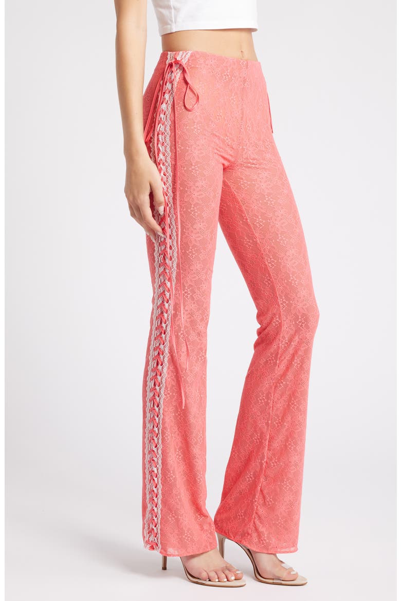 Floral Lace Lace-Up Pants, Alternate, color, GRAPEFRUIT