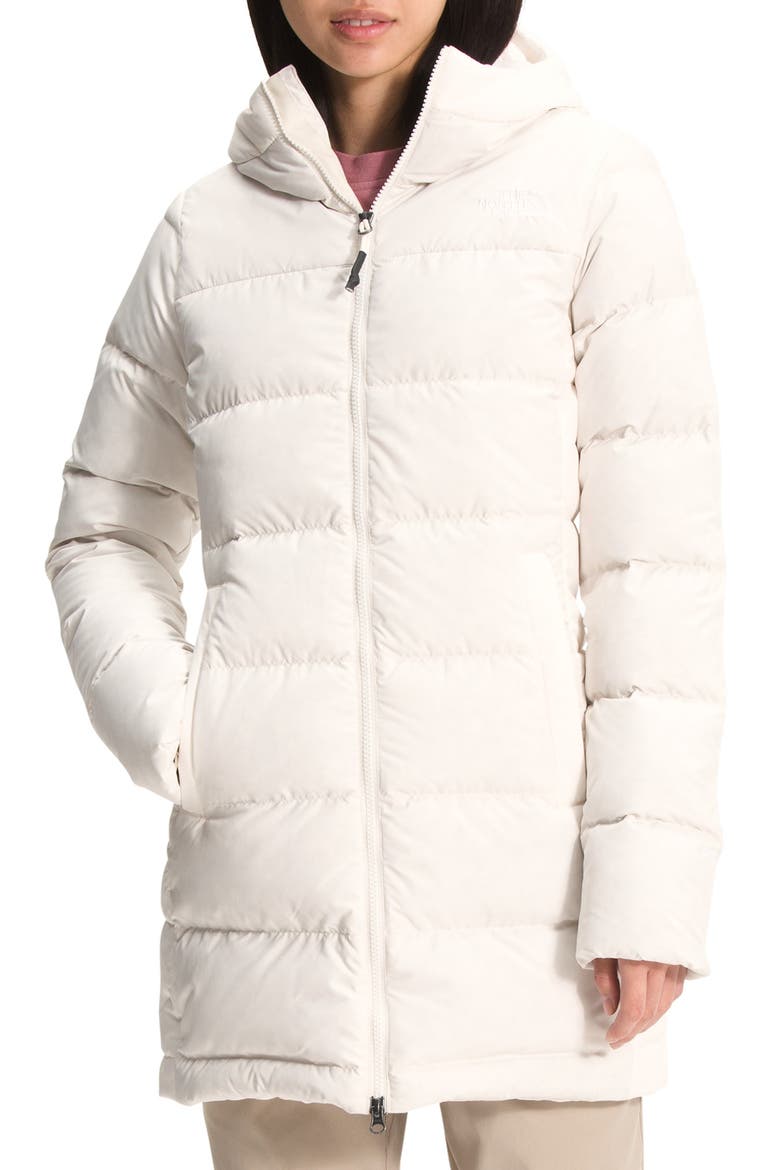 Gotham 550 Fill Power Down Hooded Parka, Main, color, GARDENIA WHITE