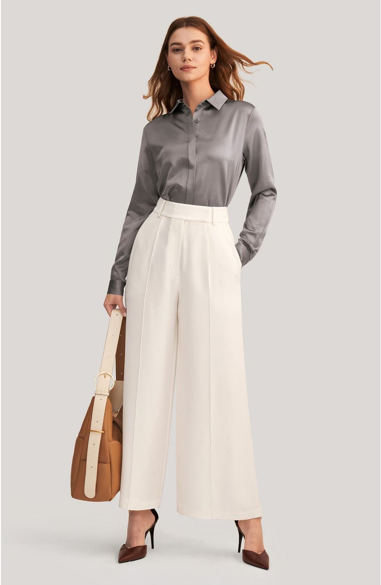 Lilysilk Basic Concealed Placket Silk Shirt, Alternate, color, Dark Gray