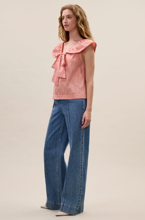 Rebecca Taylor Marietta Crinkle Top In Sorbet In Pink