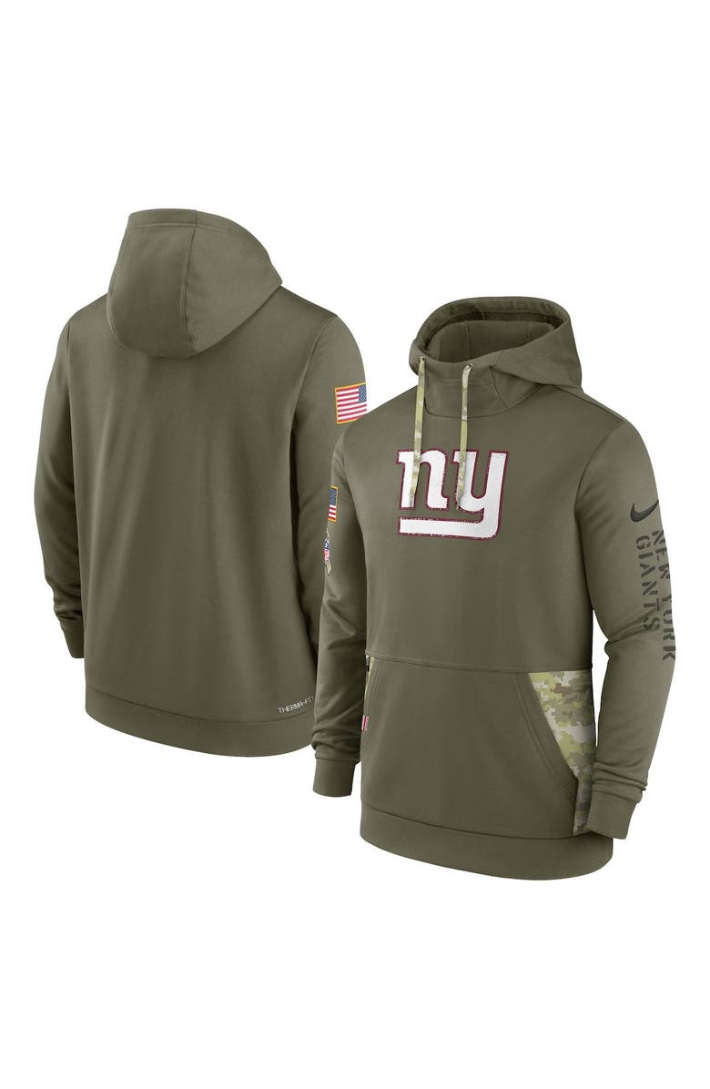 Nike Men's Nike Olive New York Giants 2022 Salute to Service Therma Performance Pullover Hoodie, Main, color, 