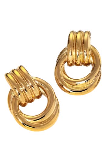 Macrae & Co . Doorknocker Stud Earrings In Gold