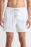Vintage Summer Print Stretch Volley Swim Shorts