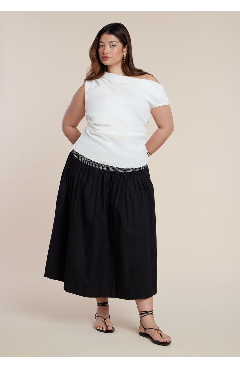 ELOQUII Asymmetrical Shirred Top, Alternate, color, Dew