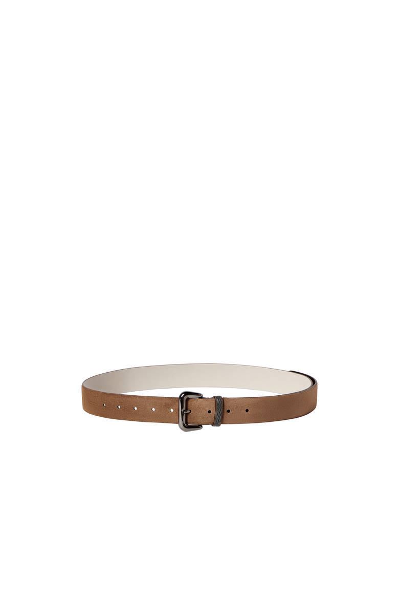 Suede belt with shiny loop, Alternate, color, Caramel