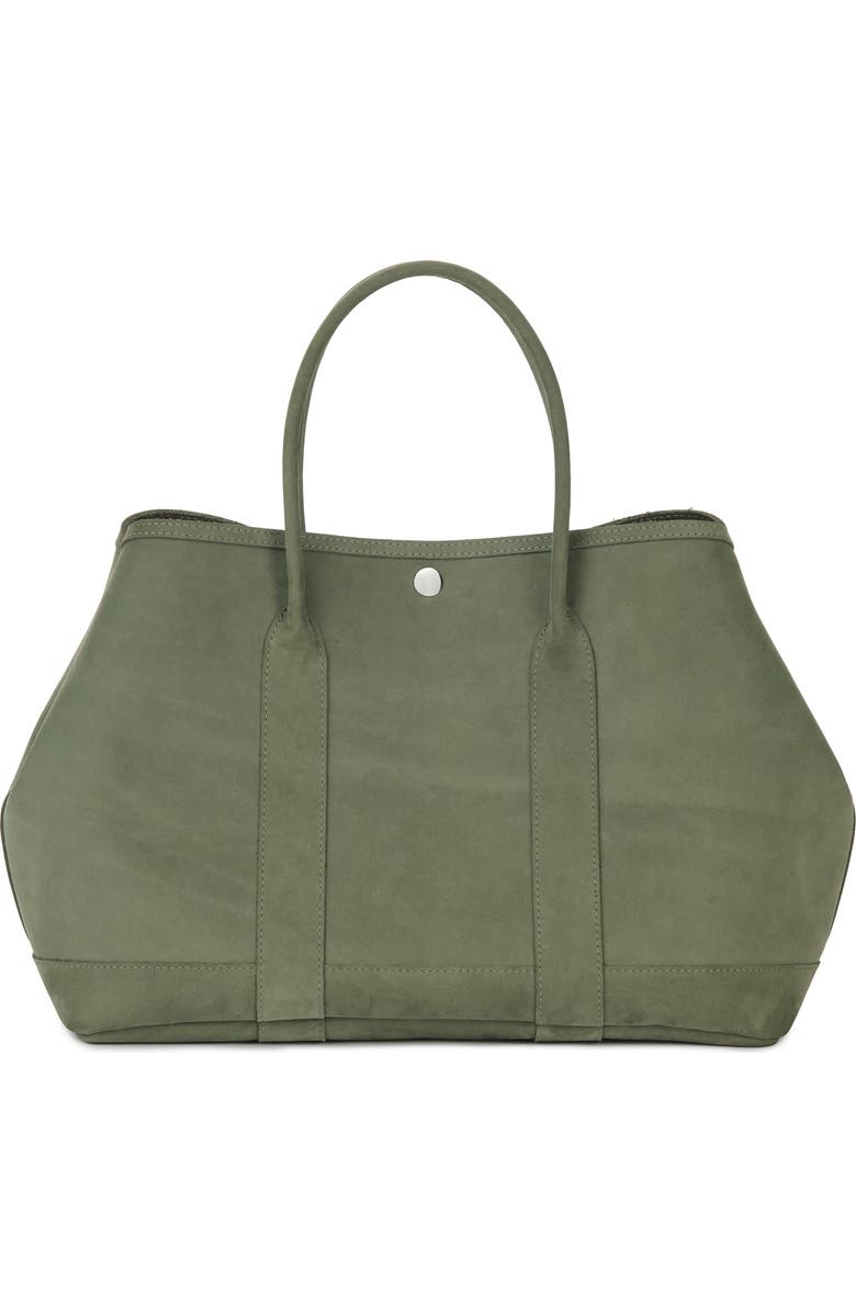 Ezra Arthur Audrey Velvet Leather Tote Bag, Main, color, Moss