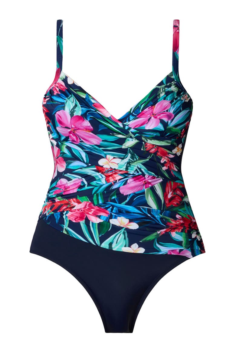 Criss Cross Mio One-Piece Swimsuit, Alternate, color, Tropical Splash