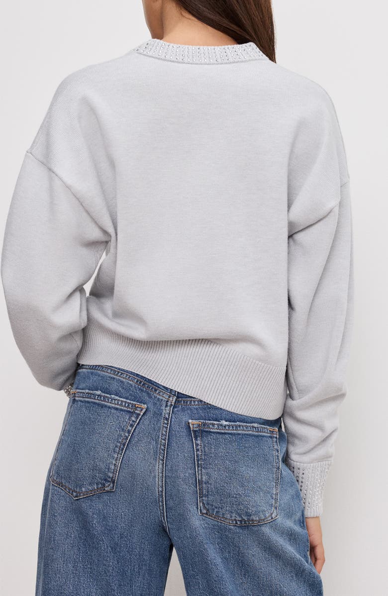 Good American Crystal Crewneck Sweater, Alternate, color, Heather Grey001