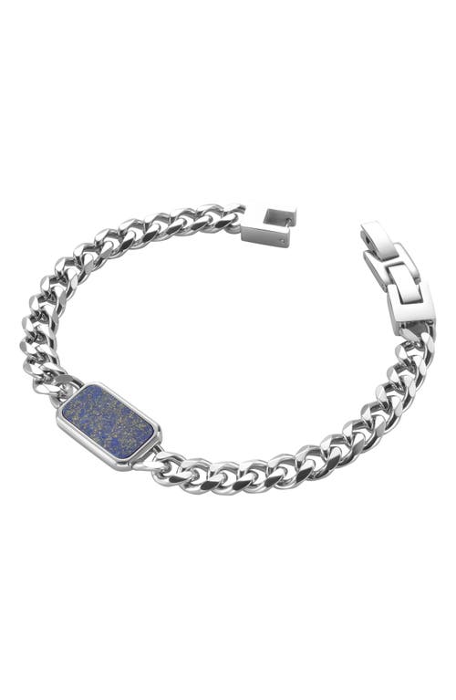 Geoffrey Beene Stainless Steel Semiprecious Stone Curb Chain Bracelet