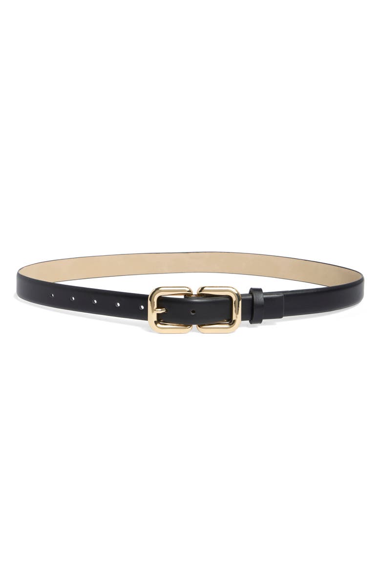 Steve Madden Faux Leather Belt, Main, color, Black Gold