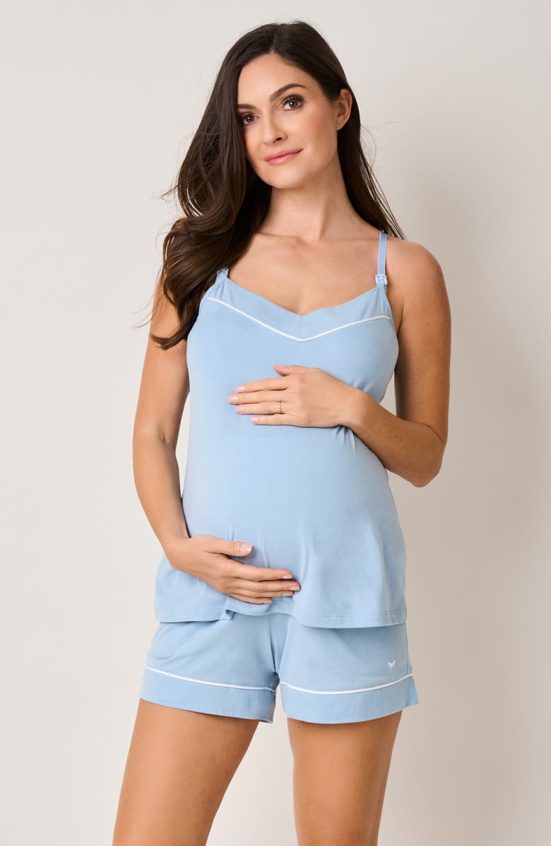 Petite Plume 3-Piece Cotton Maternity Set, Alternate, color, Periwinkle