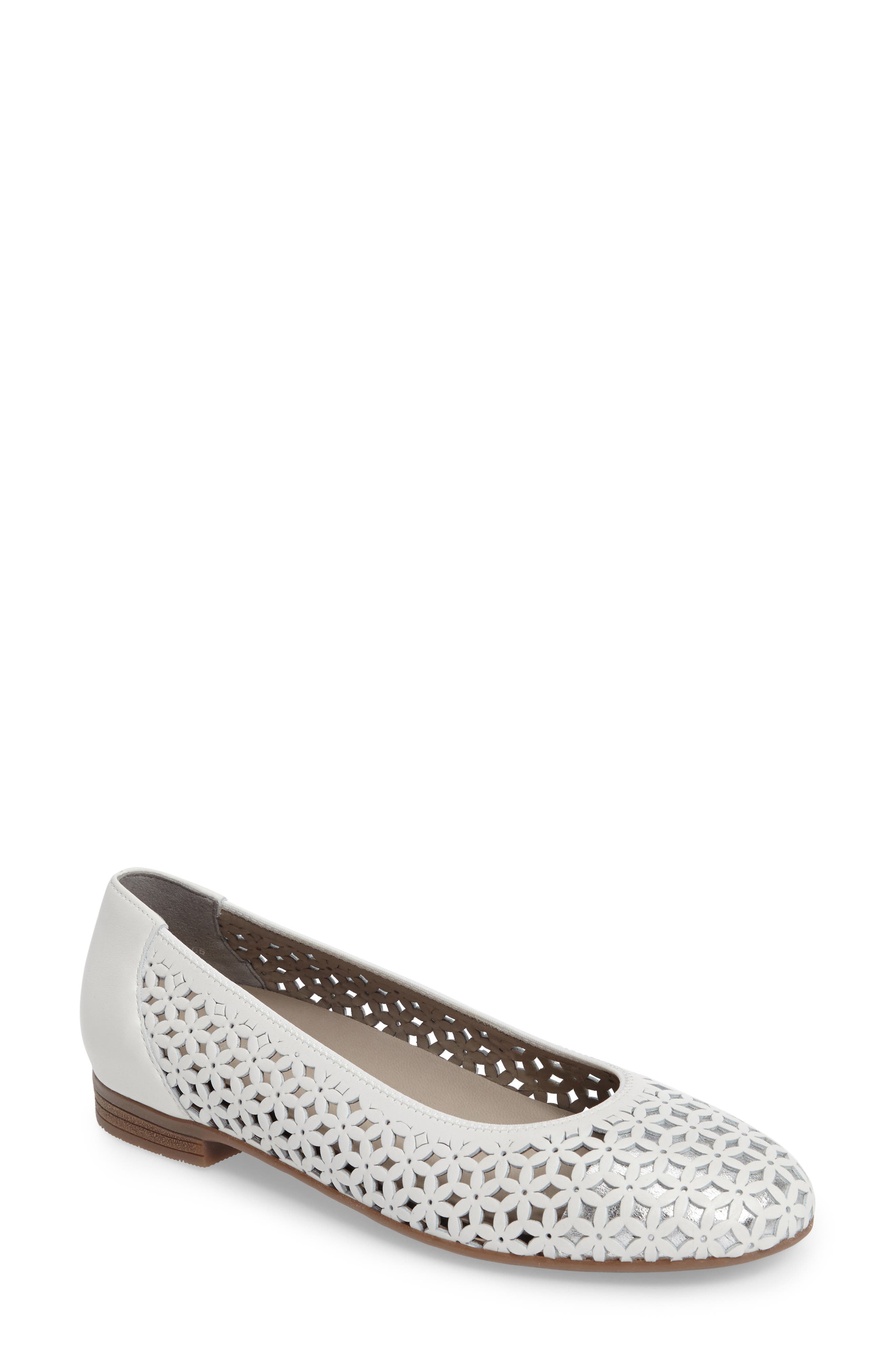 ara Stephanie Perforated Ballet Flat, Main, color, 